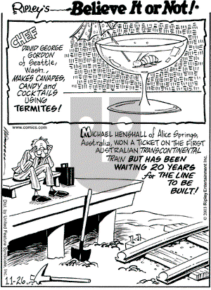 Ripley's Believe It or Not on Wednesday November 26, 2003 Comic Strip