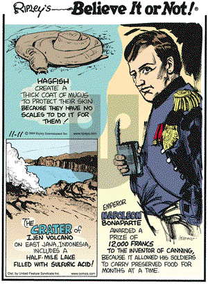 Ripley's Believe It or Not on Wednesday November 11, 2009 Comic Strip