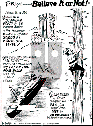 Ripley's Believe It or Not - Thursday January 1, 1998 Comic Strip