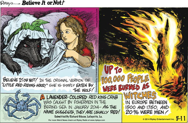 Ripley's Believe It or Not on Sunday May 11, 2014 Comic Strip