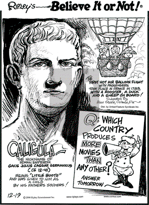 Ripley's Believe It or Not on Tuesday December 19, 2006 Comic Strip