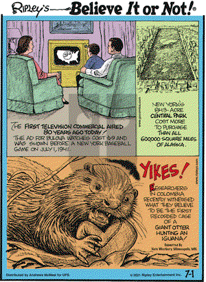 Ripley's Believe It or Not on Thursday July 1, 2021 Comic Strip