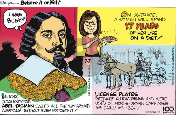 Ripley's Believe It or Not on Sunday July 7, 2019 Comic Strip