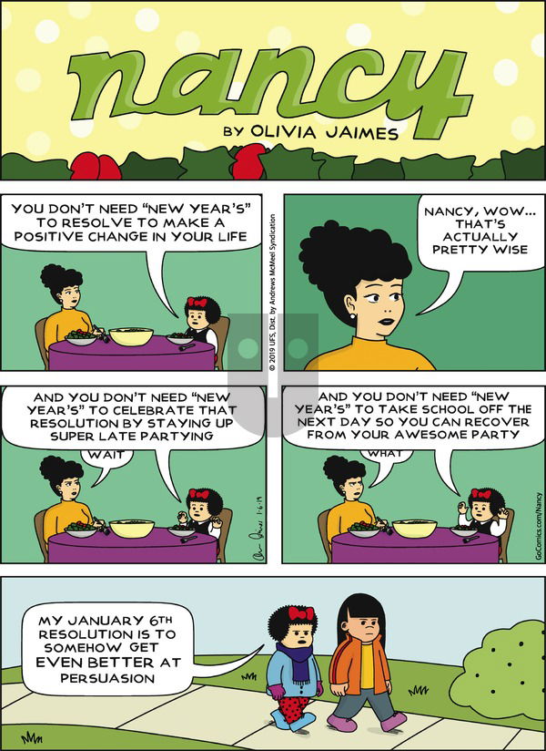 Nancy on Sunday January 6, 2019 Comic Strip