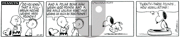 Peanuts on Monday October 21, 1963 Comic Strip