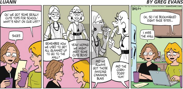 Luann on Sunday August 6, 2017 Comic Strip