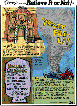 Ripley's Believe It or Not on Tuesday February 21, 2012 Comic Strip
