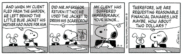 Peanuts on Friday August 4, 1995 Comic Strip