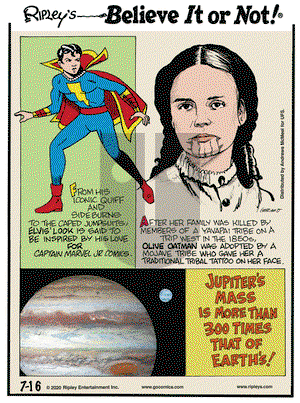 Ripley's Believe It or Not on Thursday July 16, 2020 Comic Strip