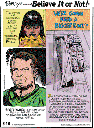 Ripley's Believe It or Not on Thursday June 10, 2021 Comic Strip