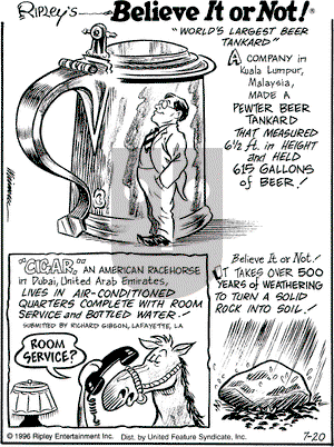Ripley's Believe It or Not on Saturday July 20, 1996 Comic Strip