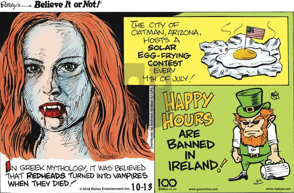 Ripley's Believe It or Not on Sunday October 13, 2019 Comic Strip