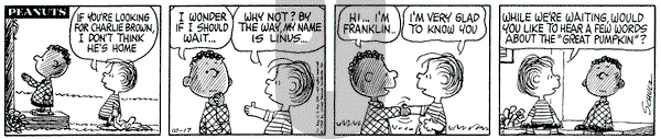 Peanuts on Thursday October 17, 1968 Comic Strip