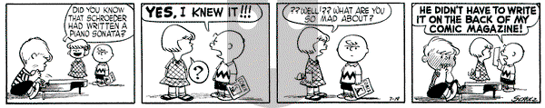 Peanuts on Monday July 19, 1954 Comic Strip