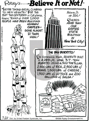 Ripley's Believe It or Not on Tuesday July 20, 1999 Comic Strip