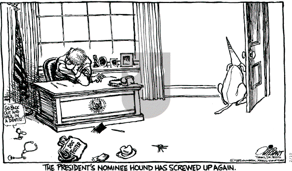 Pat Oliphant - Friday February 10, 1995 Comic Strip