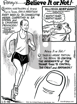 Ripley's Believe It or Not on Saturday January 3, 1998 Comic Strip