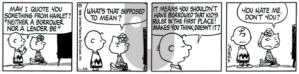 Peanuts on Thursday January 26, 1978 Comic Strip
