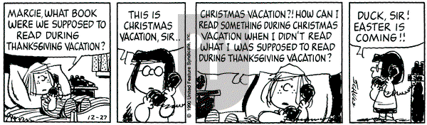 Peanuts - Thursday December 27, 1990 Comic Strip