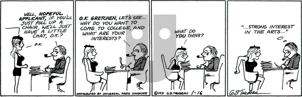 Doonesbury - Saturday January 16, 1971 Comic Strip