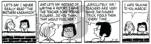 Peanuts on Wednesday May 15, 1991 Comic Strip
