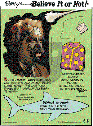Ripley's Believe It or Not on Wednesday June 8, 2016 Comic Strip