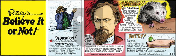 Ripley's Believe It or Not on Sunday November 6, 2016 Comic Strip