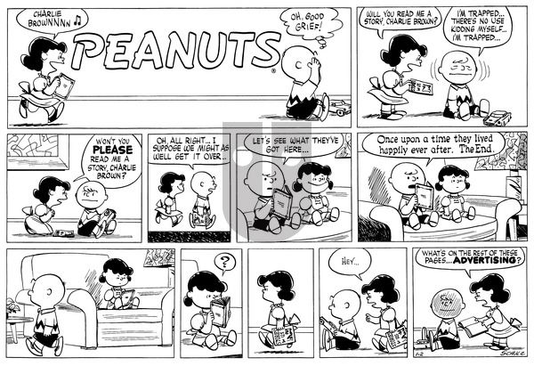 Peanuts on Sunday January 2, 1955 Comic Strip