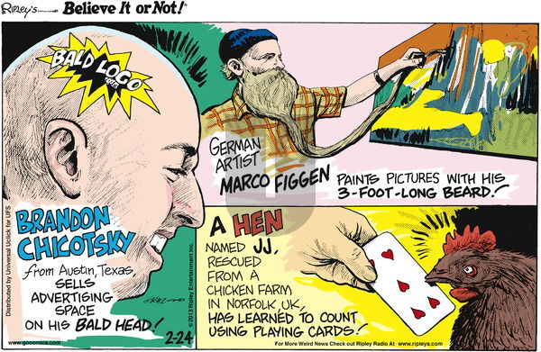 Ripley's Believe It or Not on Sunday February 24, 2013 Comic Strip
