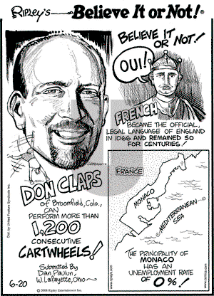 Ripley's Believe It or Not on Friday June 20, 2008 Comic Strip