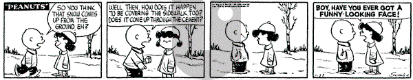 Peanuts on Friday January 21, 1955 Comic Strip