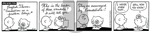 Peanuts on Monday May 7, 1973 Comic Strip