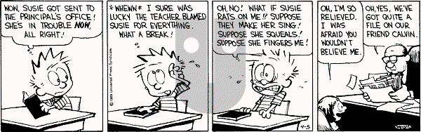 Calvin and Hobbes - Wednesday April 5, 1989 Comic Strip