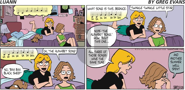 Luann on Sunday August 28, 2016 Comic Strip
