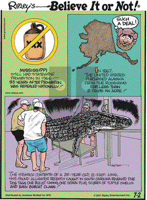 Ripley's Believe It or Not on Friday July 2, 2021 Comic Strip