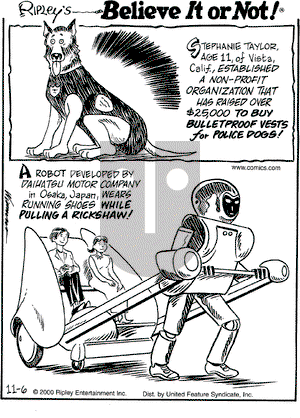 Ripley's Believe It or Not on Monday November 6, 2000 Comic Strip
