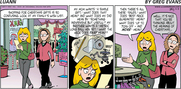 Luann on Sunday December 18, 2011 Comic Strip