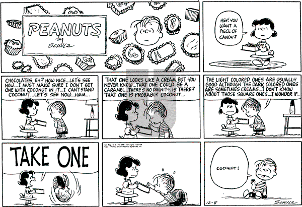 Peanuts - Sunday December 8, 1963 Comic Strip