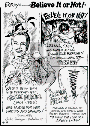 Ripley's Believe It or Not on Saturday June 18, 2005 Comic Strip