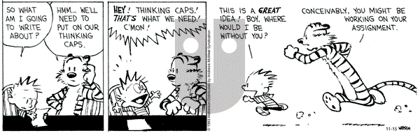 Calvin and Hobbes - Wednesday November 15, 2023 Comic Strip