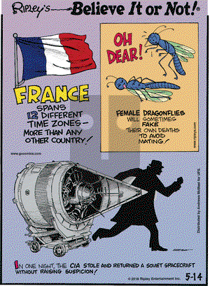 Ripley's Believe It or Not on Monday May 14, 2018 Comic Strip