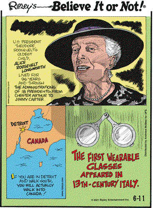 Ripley's Believe It or Not on Friday June 11, 2021 Comic Strip