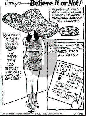 Ripley's Believe It or Not on Wednesday January 7, 1998 Comic Strip