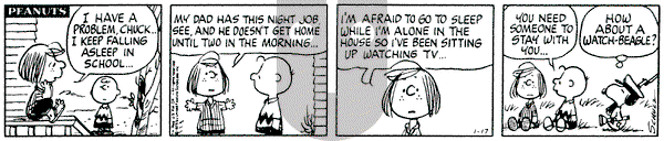 Peanuts on Friday January 17, 1975 Comic Strip