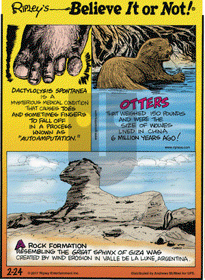 Ripley's Believe It or Not on Friday February 24, 2017 Comic Strip