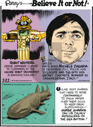 Ripley's Believe It or Not on Wednesday February 22, 2012 Comic Strip