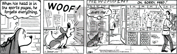 Fred Basset - Tuesday December 18, 2001 Comic Strip