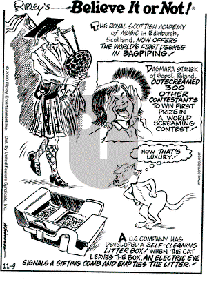 Ripley's Believe It or Not - Thursday November 9, 2000 Comic Strip