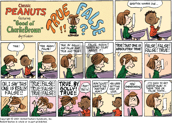 Peanuts - Sunday February 4, 2001 Comic Strip