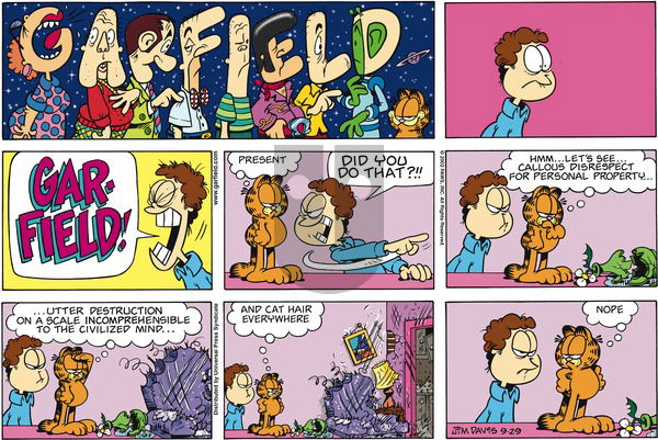 Garfield on Sunday September 29, 2002 Comic Strip